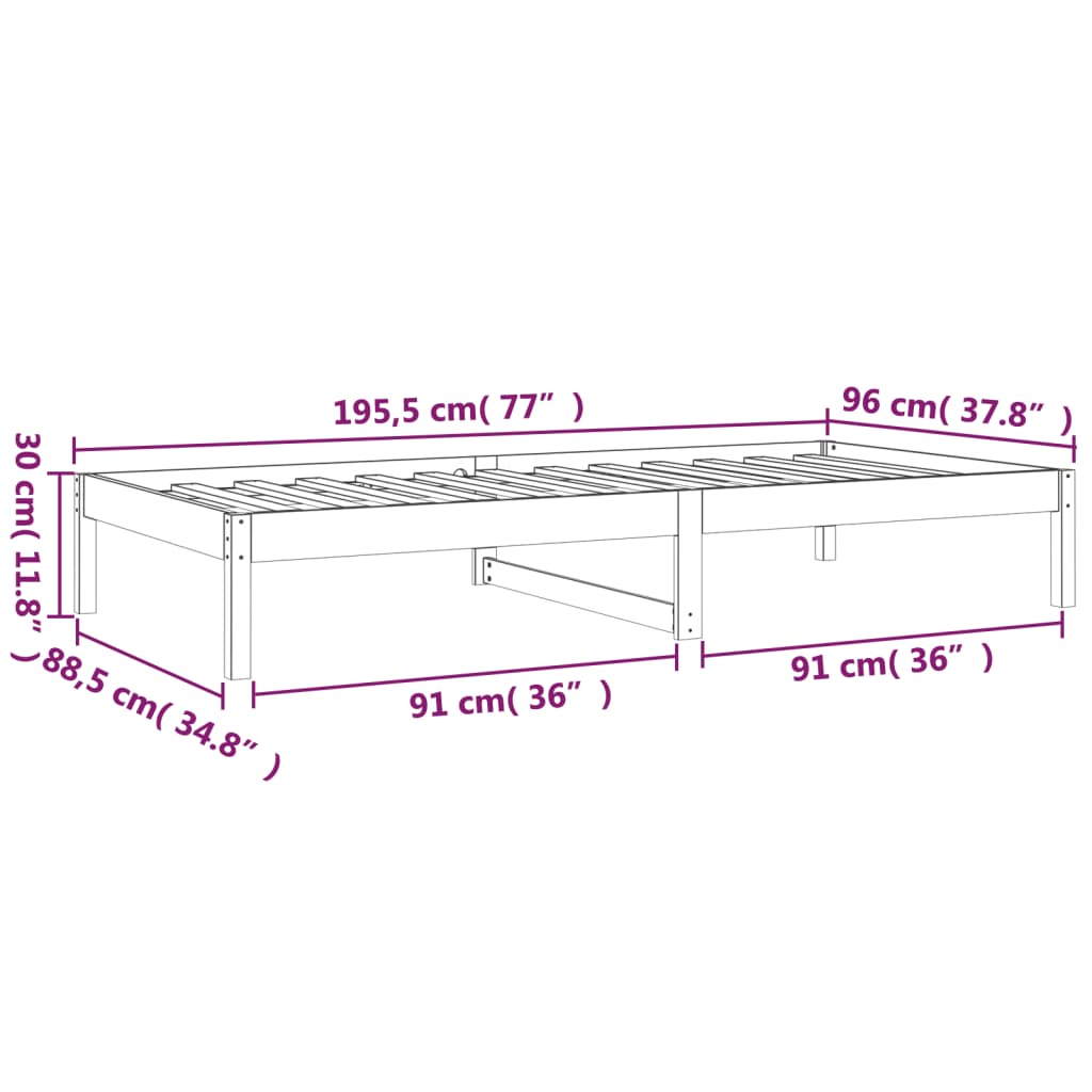 Daybed 90x190 cm solid pine wood