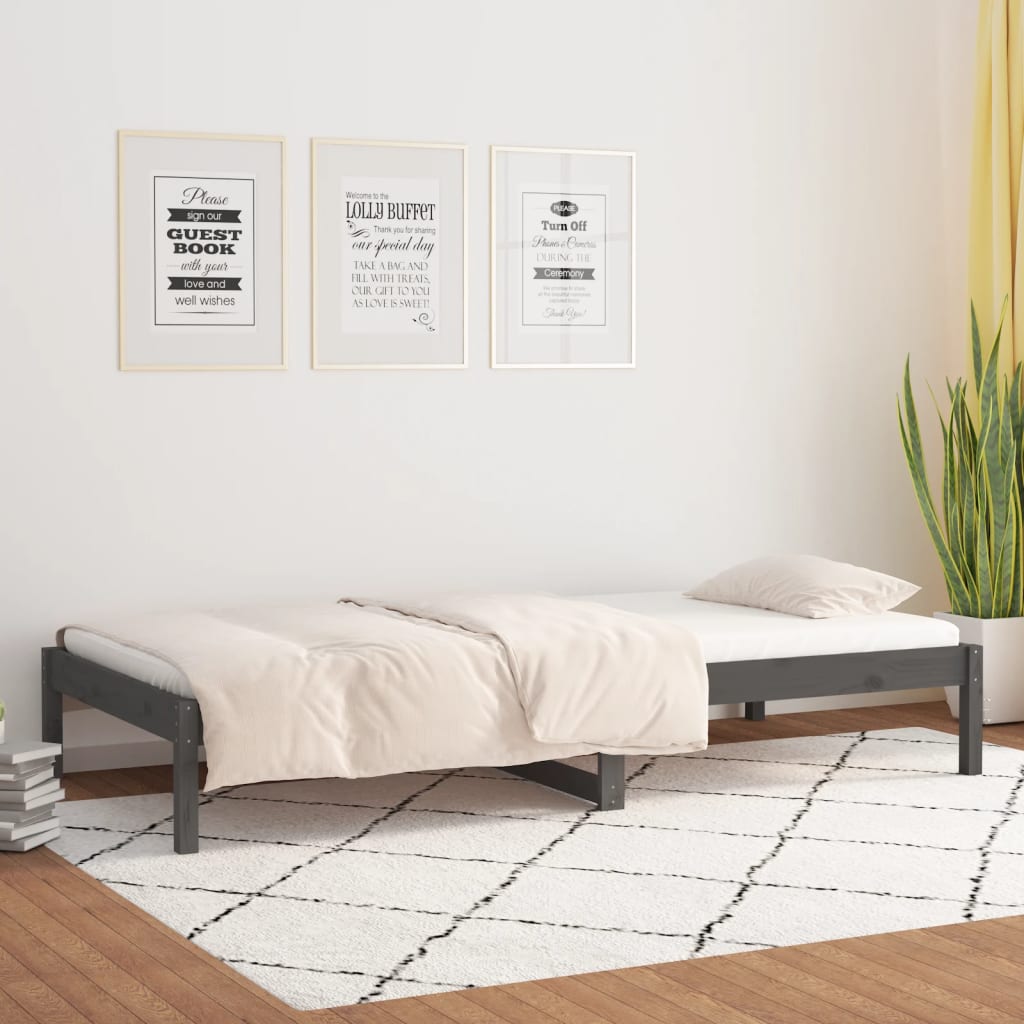 Daybed Grey 90x190 cm Solid Pine Wood