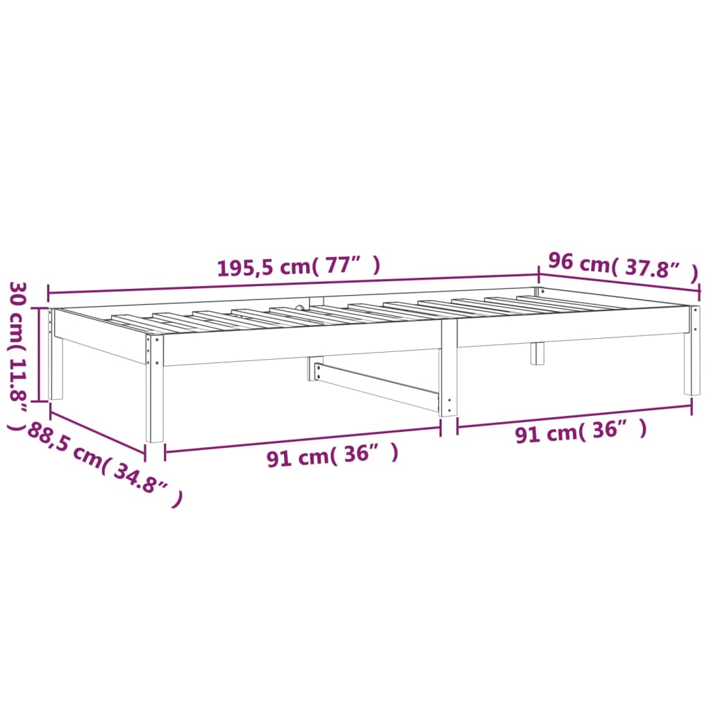 Daybed Grey 90x190 cm Solid Pine Wood