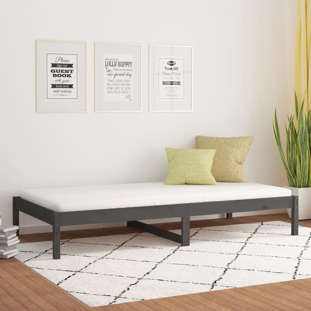 Daybed Grey 90x190 cm Solid Pine Wood