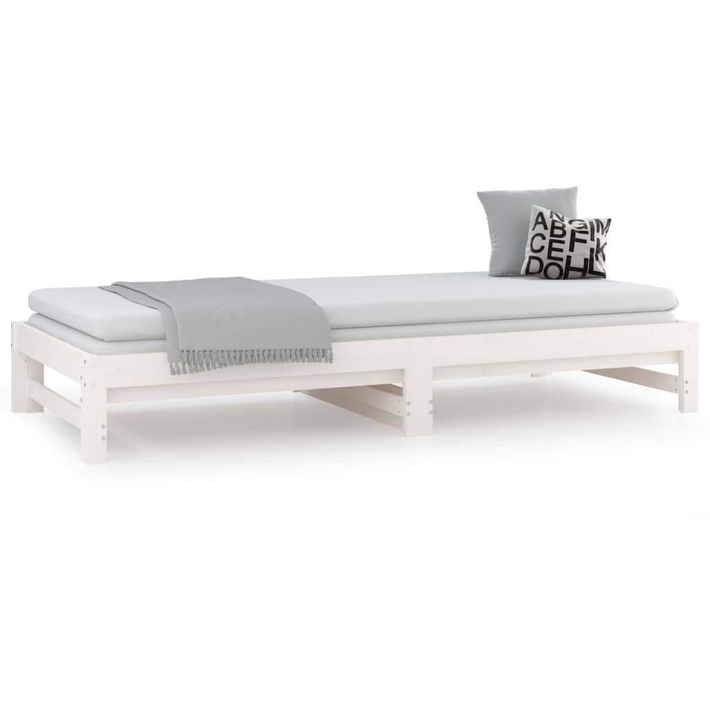 Daybed Extendable White 2x(90x200) cm Solid Pine