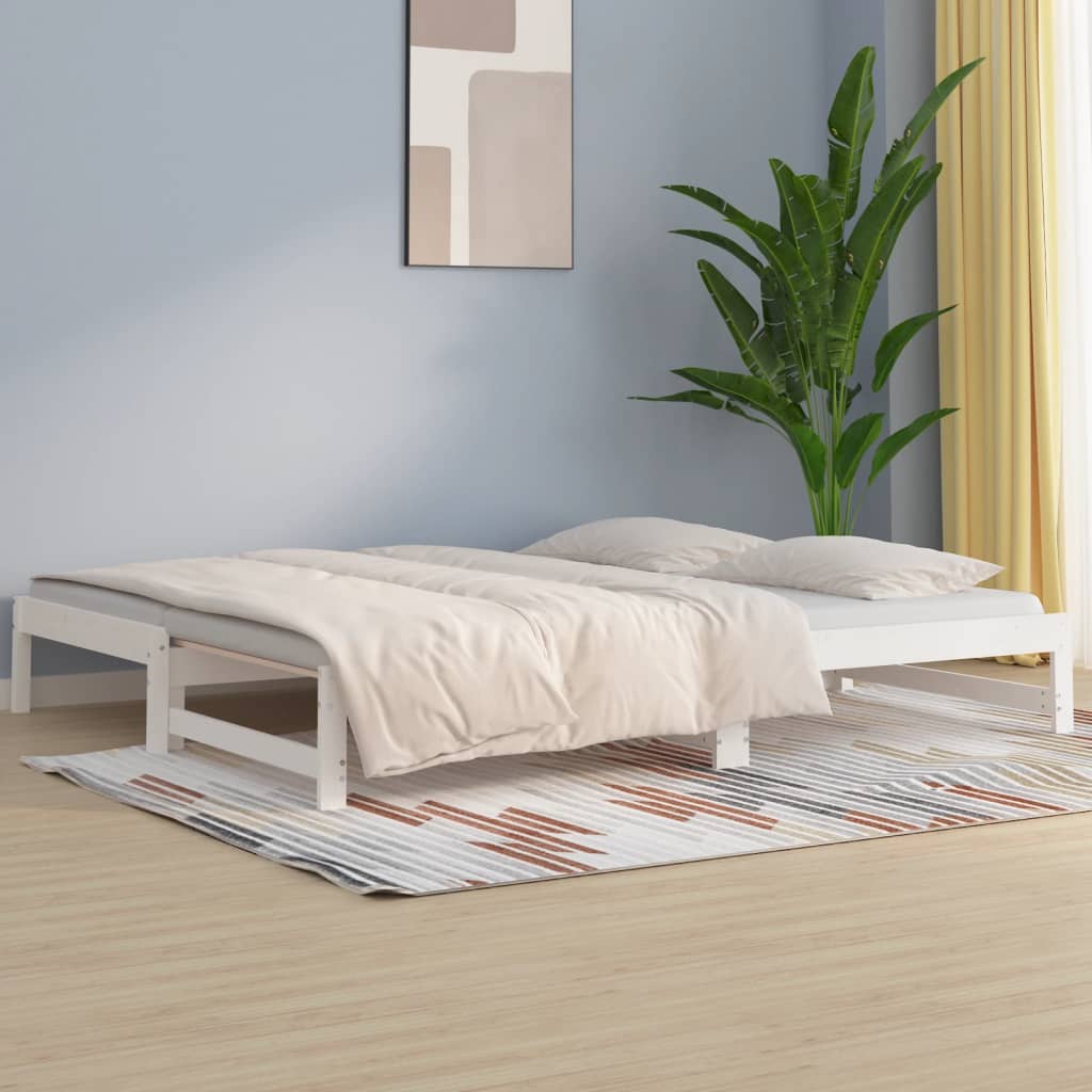 Daybed Extendable White 2x(90x200) cm Solid Pine