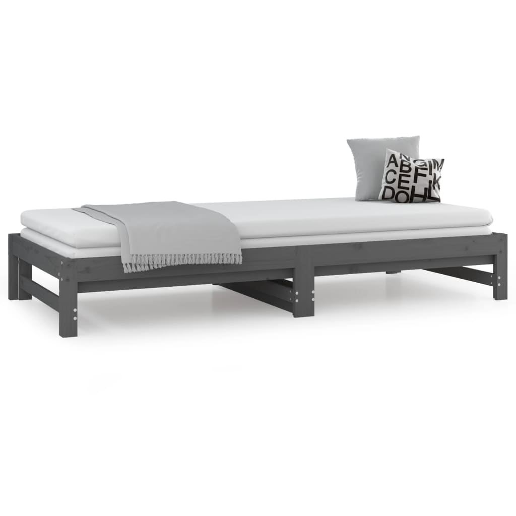 Daybed Extendable Grey 2x(90x200) cm Solid Pine Wood