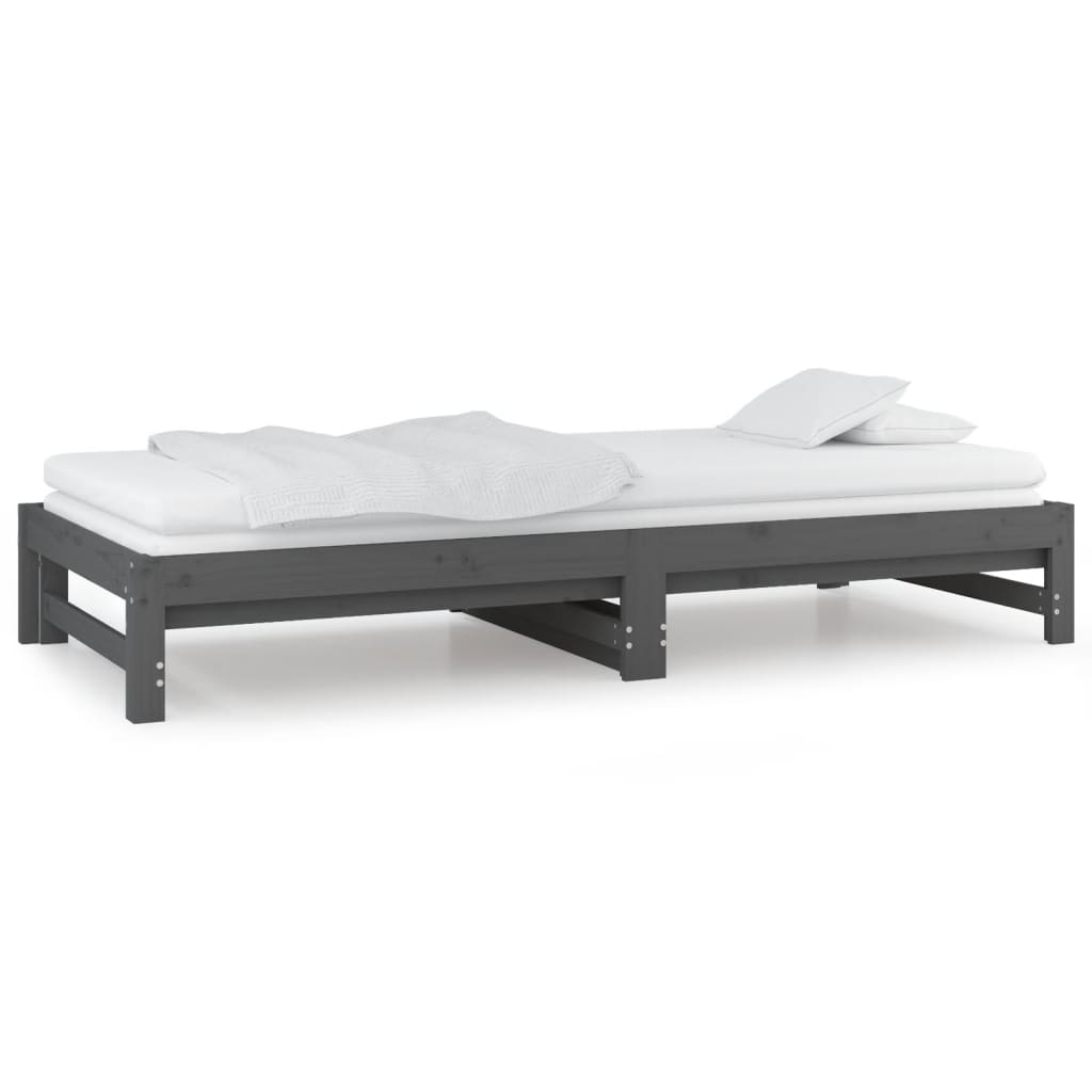 Daybed Extendable Grey 2x(90x200) cm Solid Pine Wood