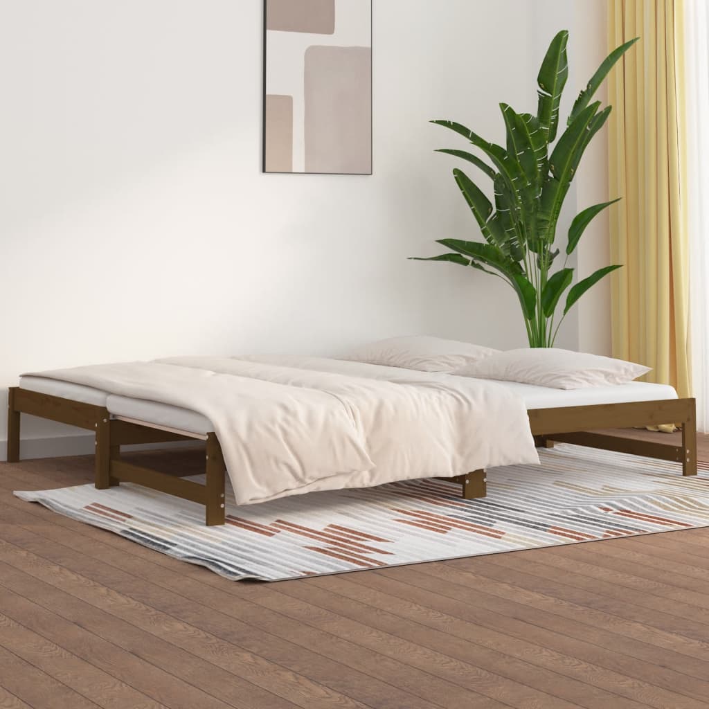 Daybed extendable honey brown 2x(90x200) cm solid pine wood