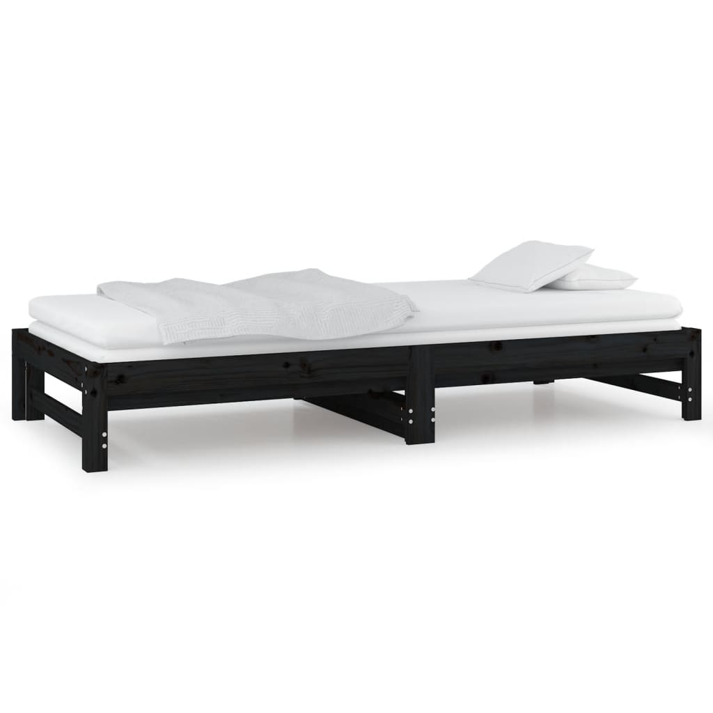 Daybed Extendable Black 2x(90x200) cm Solid Pine Wood