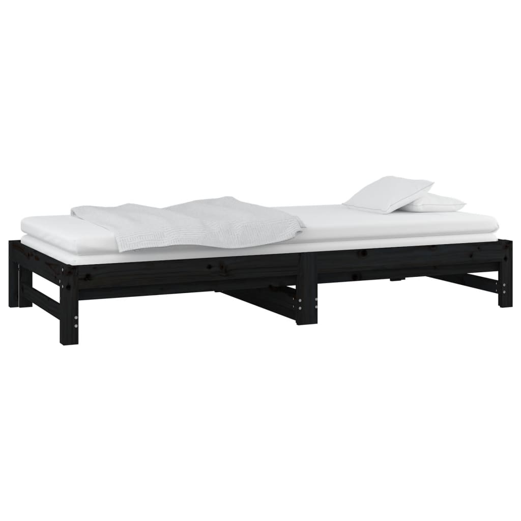 Daybed Extendable Black 2x(90x200) cm Solid Pine Wood