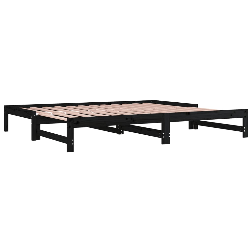 Daybed Extendable Black 2x(90x200) cm Solid Pine Wood