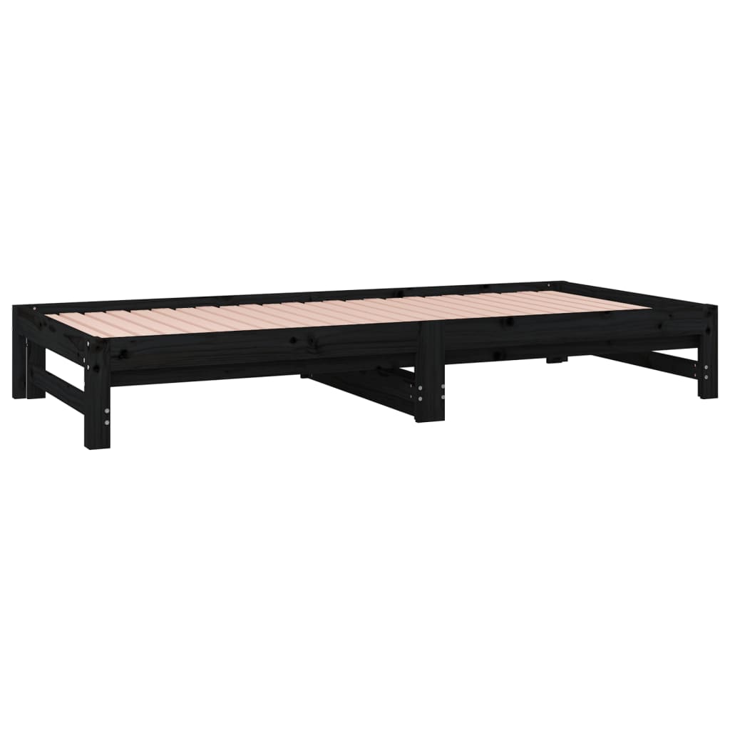 Daybed Extendable Black 2x(90x200) cm Solid Pine Wood