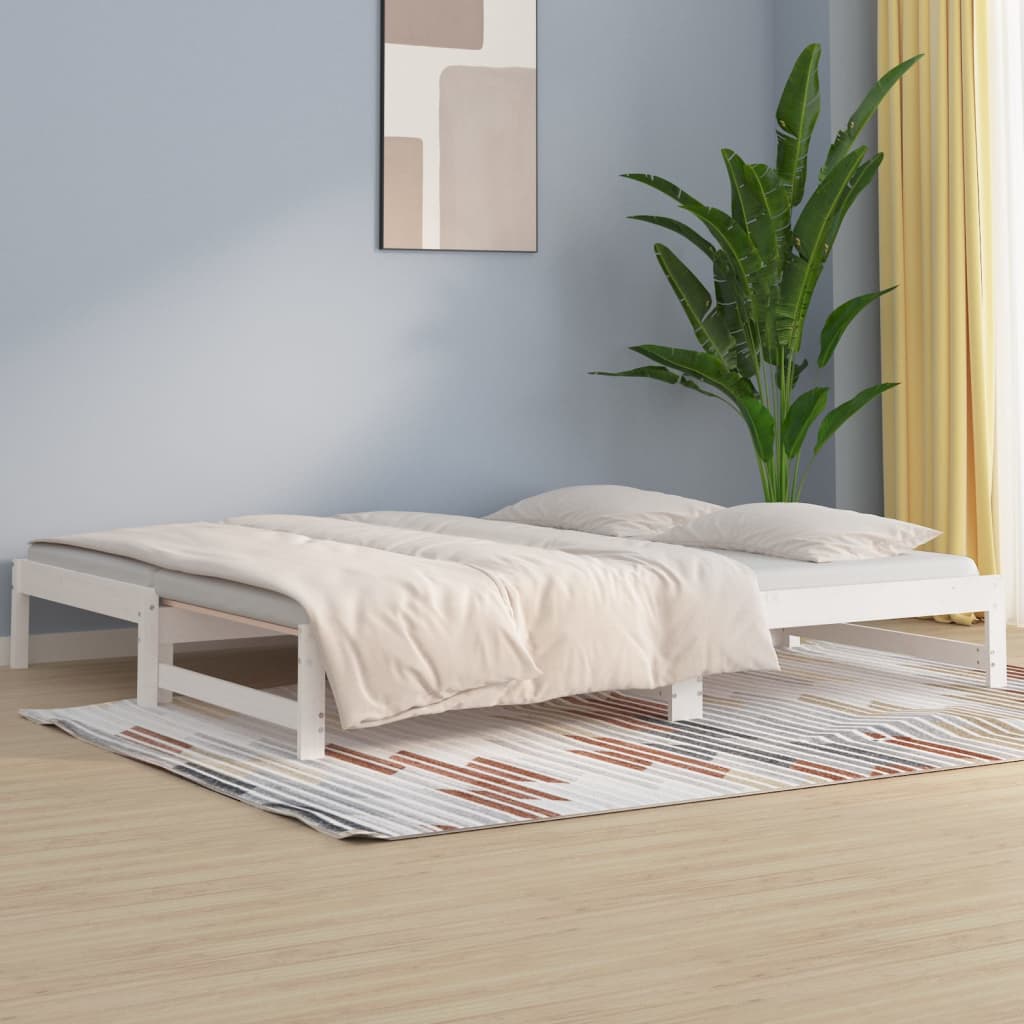 Daybed Extendable White 2x(80x200) cm Solid Pine