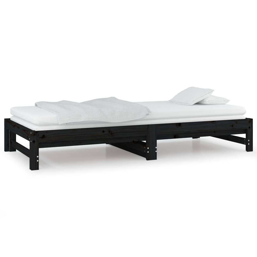 Daybed Extendable Black 2x(80x200) cm Solid Pine