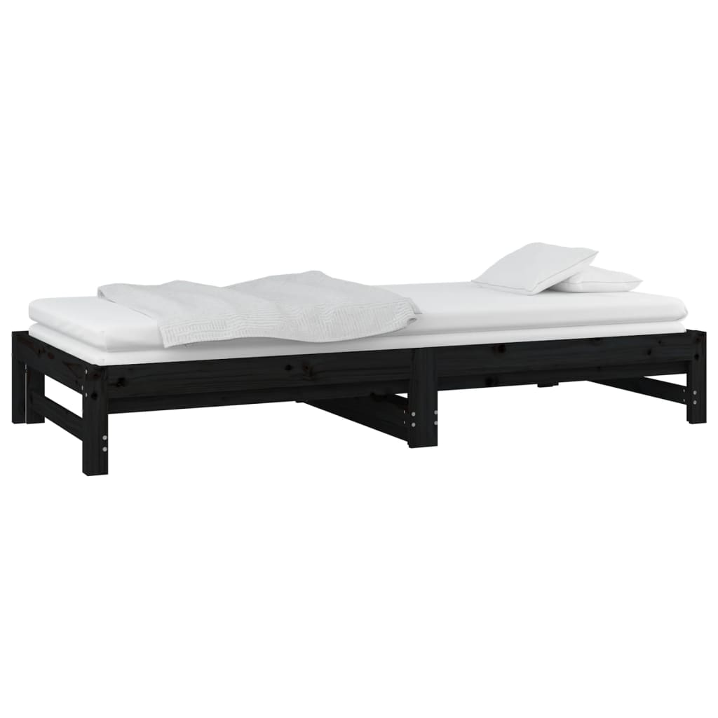 Daybed Extendable Black 2x(80x200) cm Solid Pine