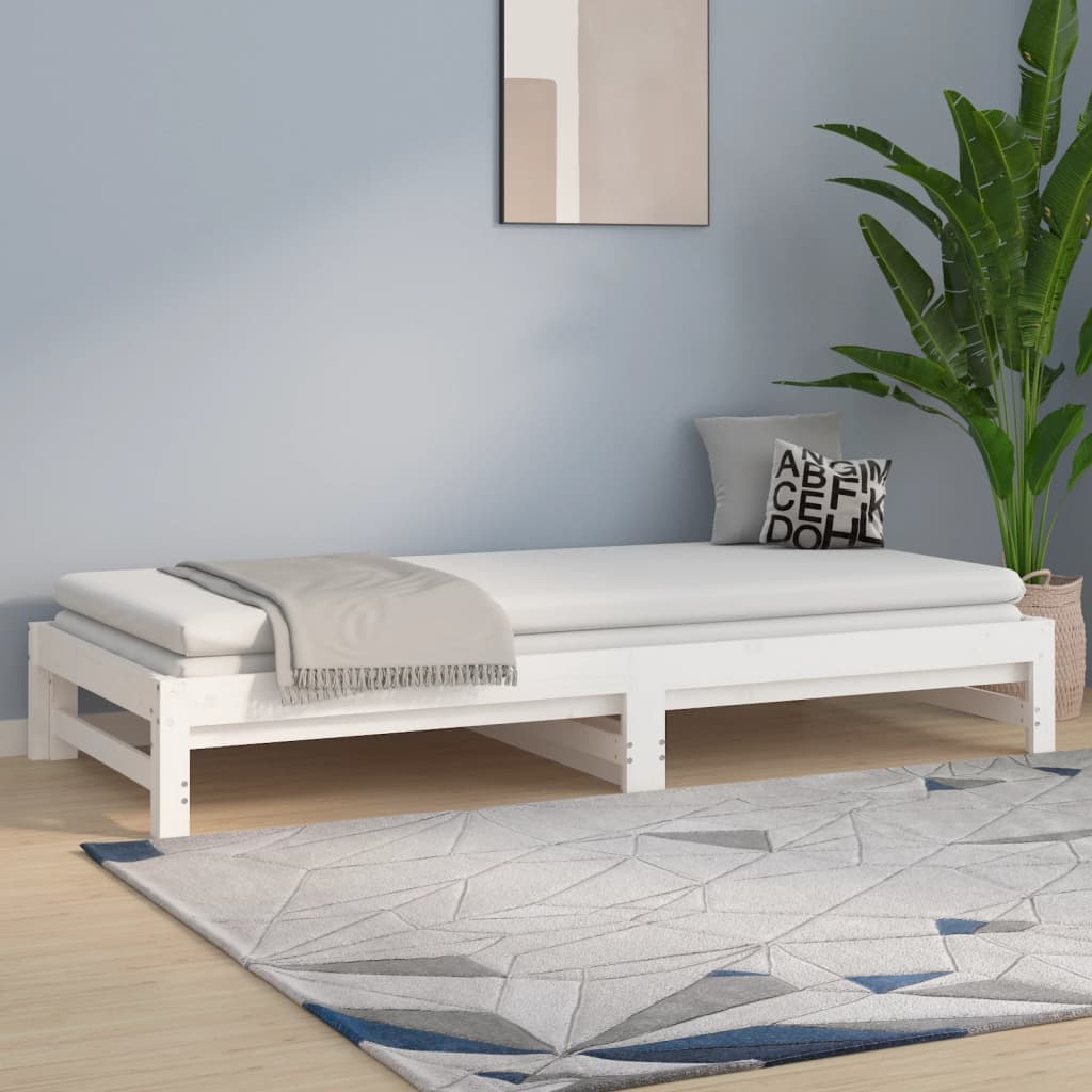 Daybed Extendable White 2x(90x190) cm Solid Pine Wood