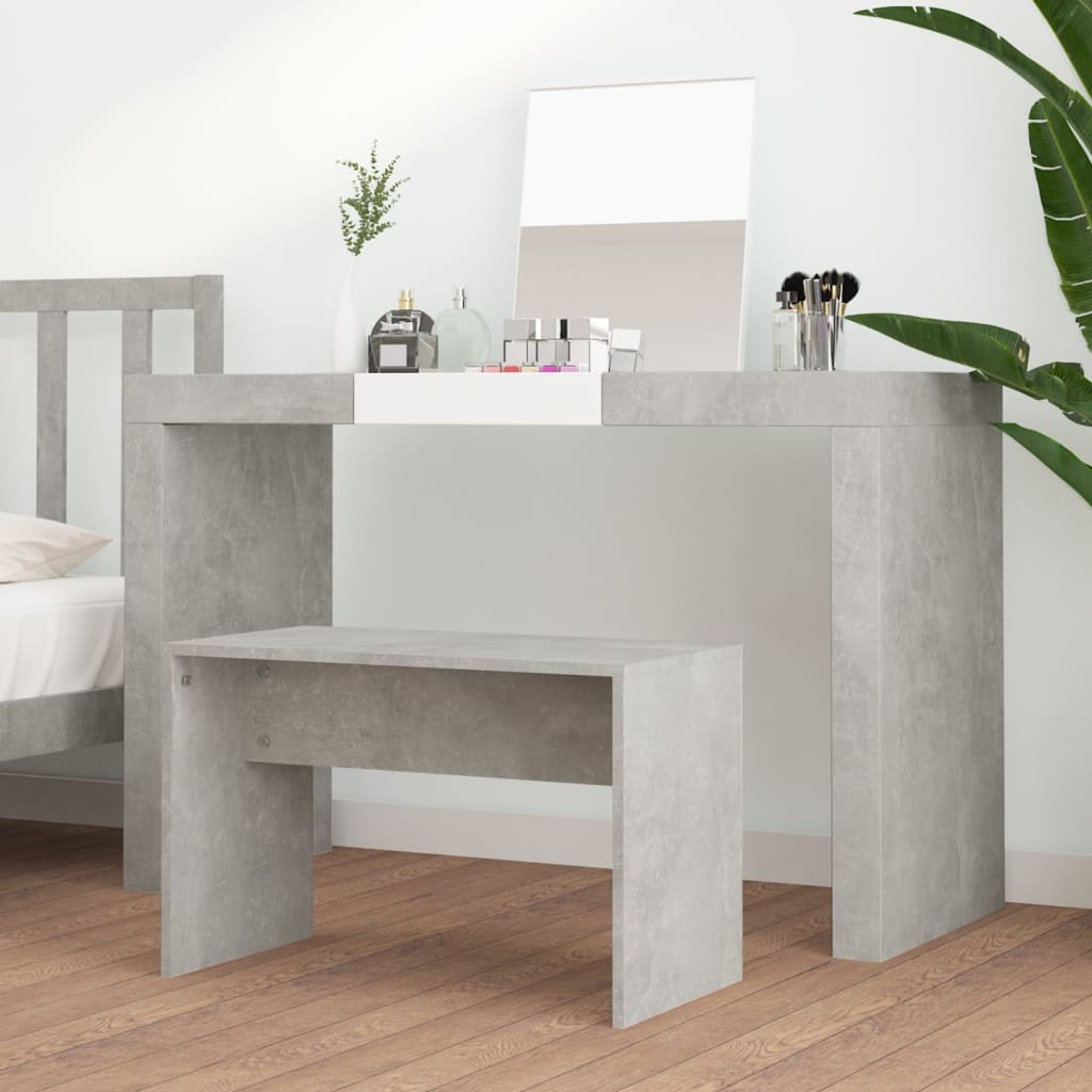 Vanity Stool Concrete Grey 70x35x45 cm Wood Material