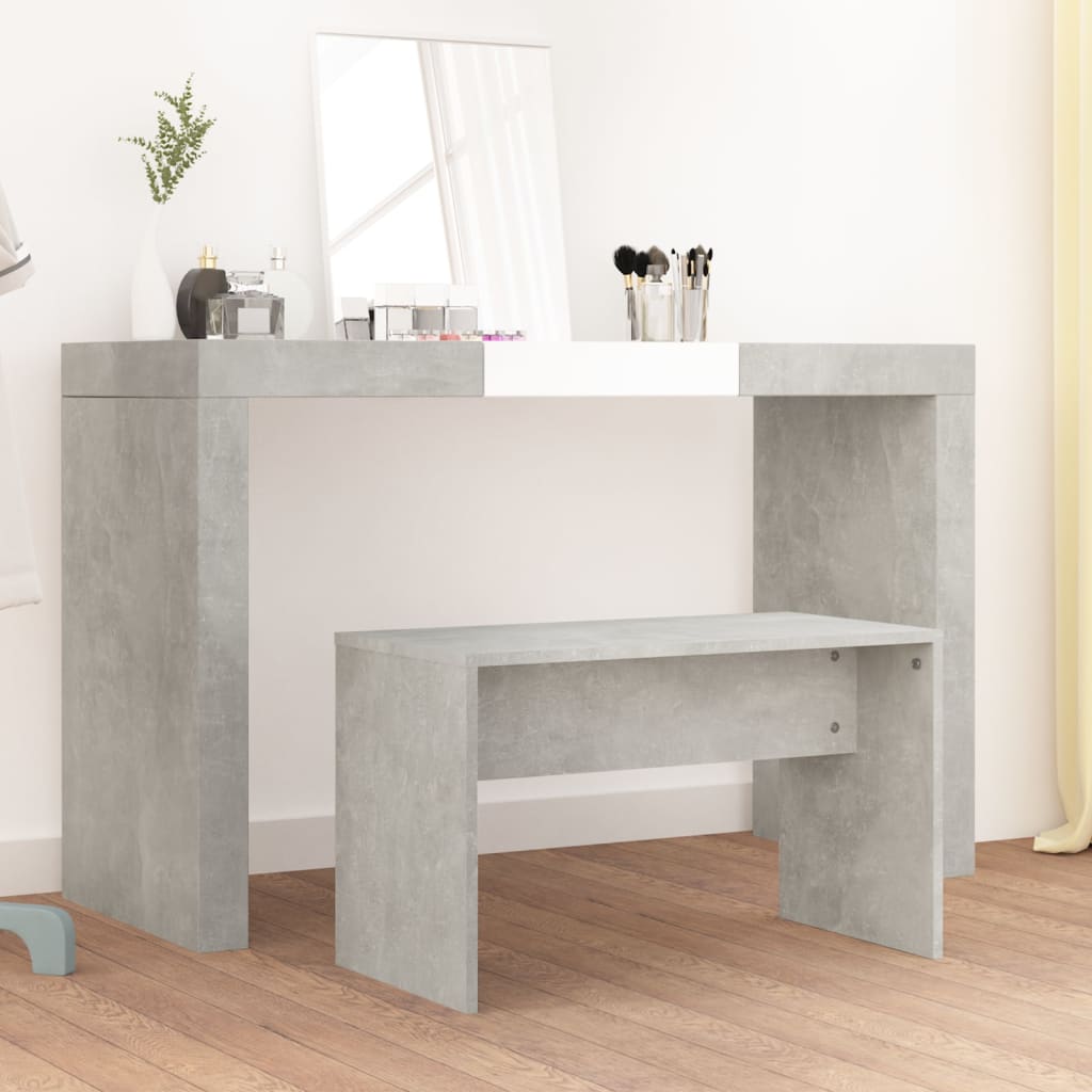 Vanity Stool Concrete Grey 70x35x45 cm Wood Material