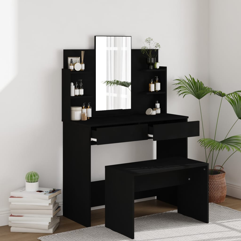 Dressing Table with Mirror Black 96x40x142 cm