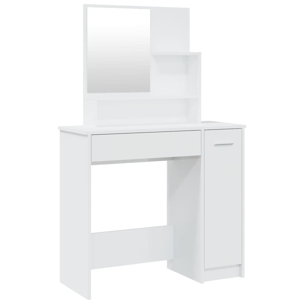 Dressing table with mirror high-gloss white 86.5x35x136 cm