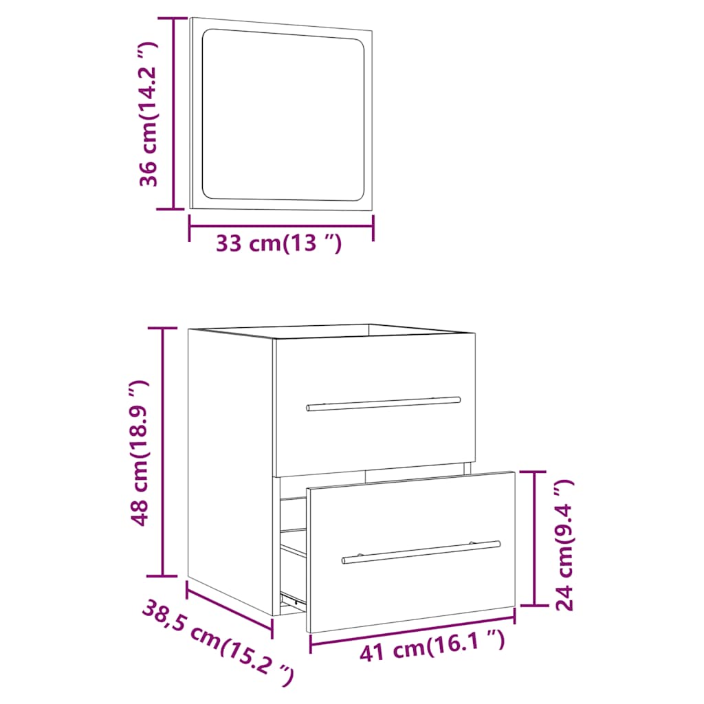 Bathroom Cabinet with Mirror White 41x38.5x48 cm