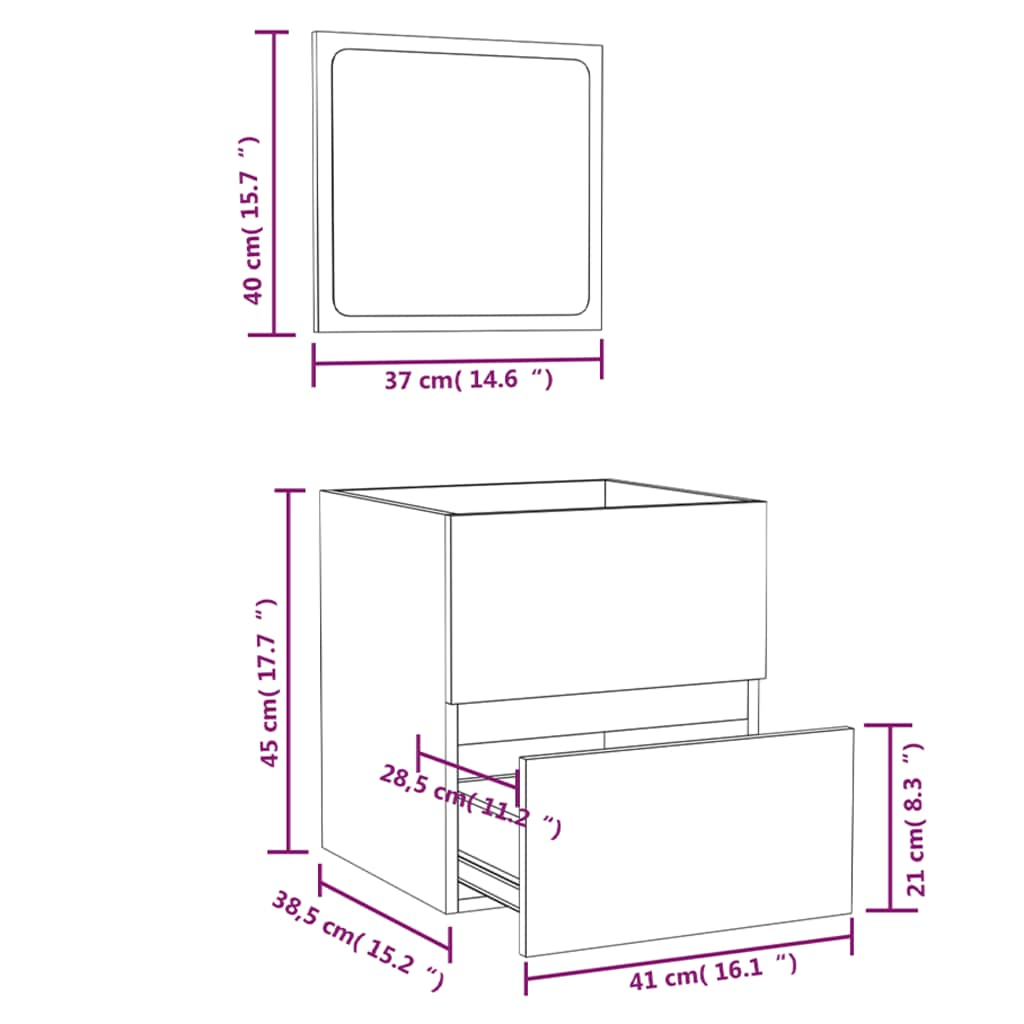 Bathroom cabinet with mirror high-gloss white wood material