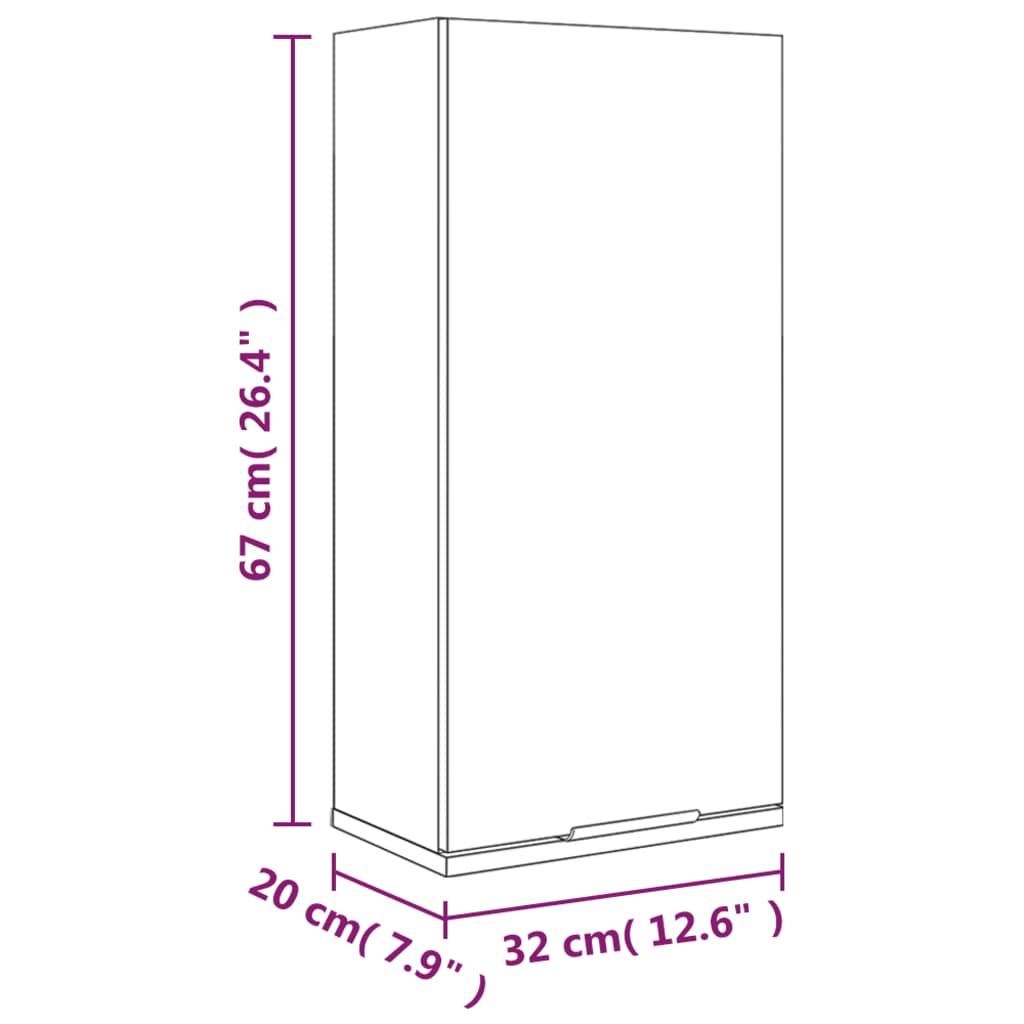 Wand-Badschrank Betongrau 32x20x67 cm