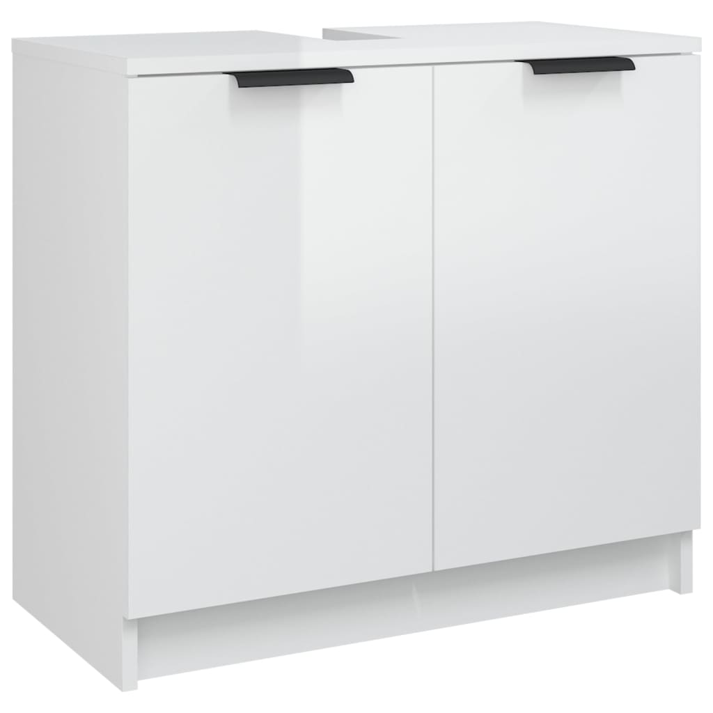 Bathroom Cabinet High Gloss White 64.5x33.5x59 cm Wood Material