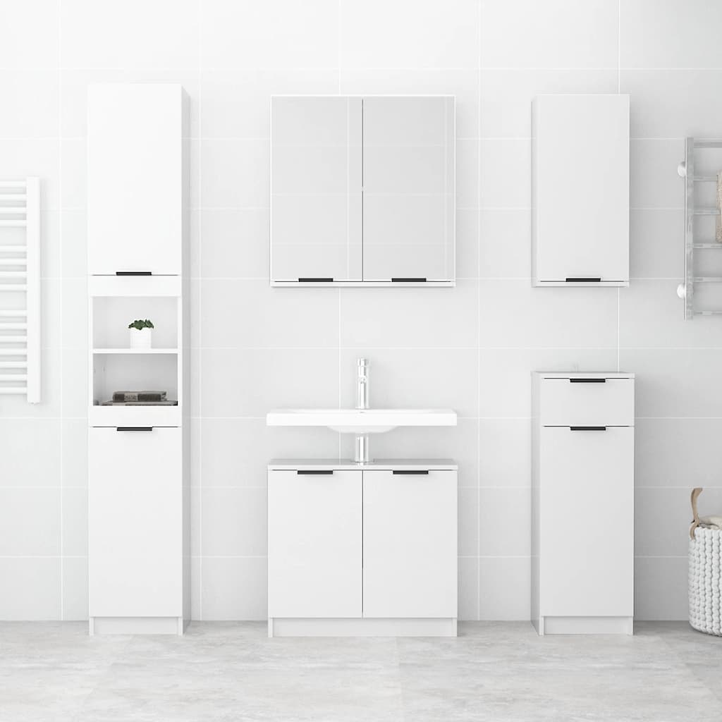 Bathroom Cabinet High Gloss White 64.5x33.5x59 cm Wood Material