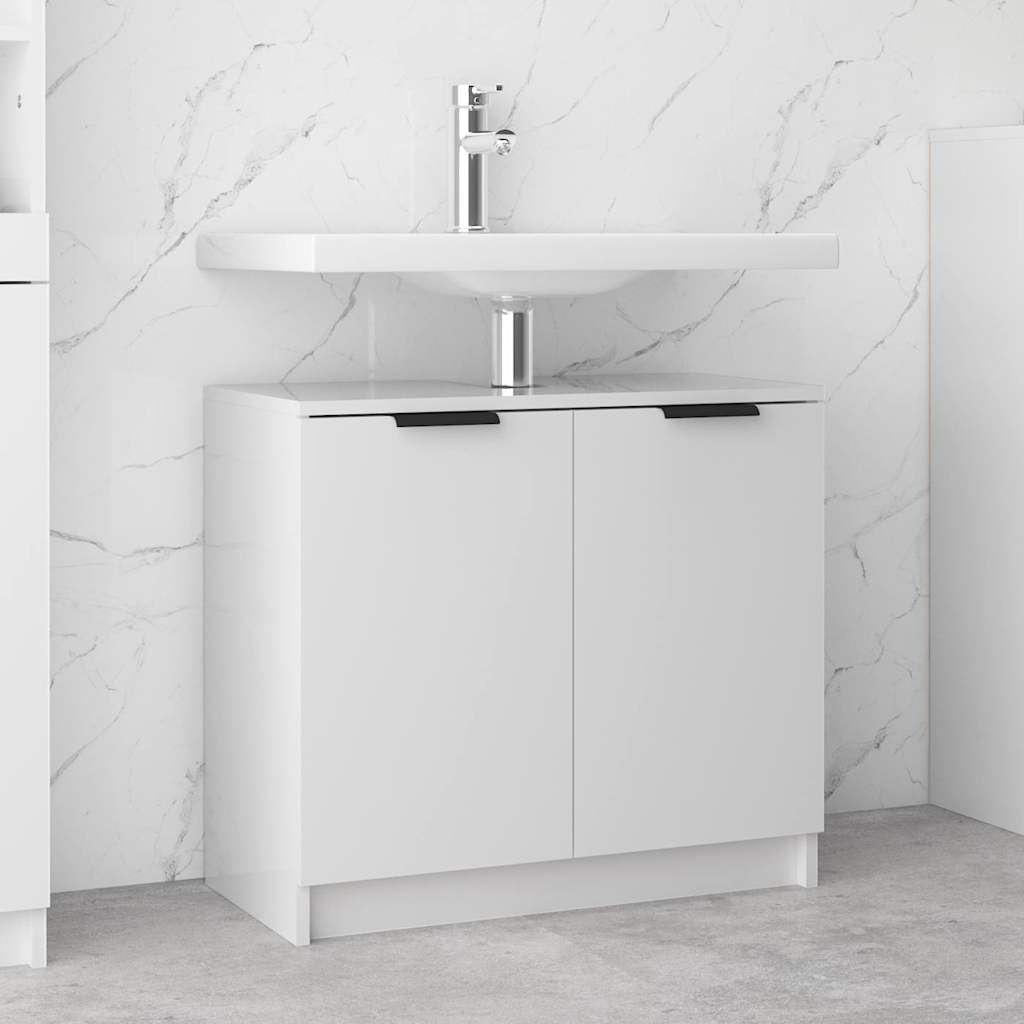 Bathroom Cabinet High Gloss White 64.5x33.5x59 cm Wood Material