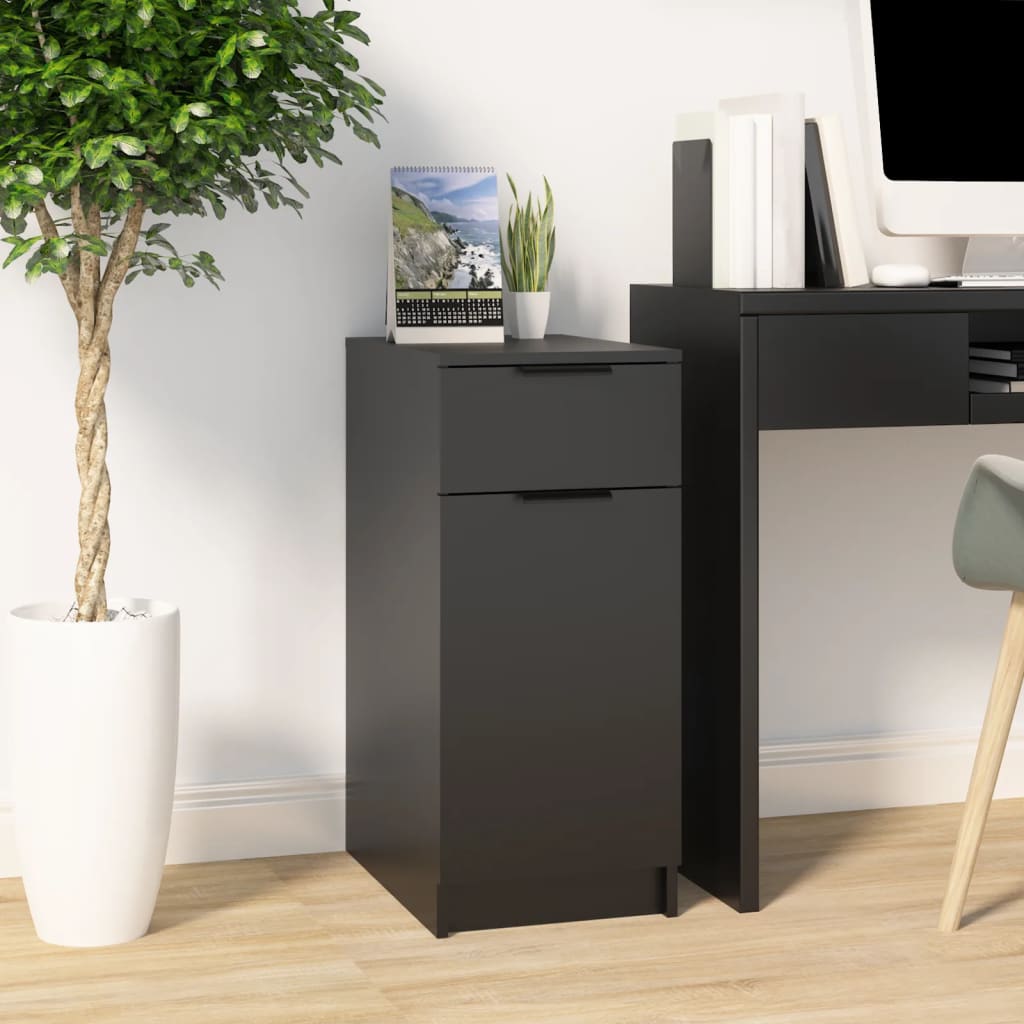 Office Cabinet Black 33.5x50x75 cm Wood Material