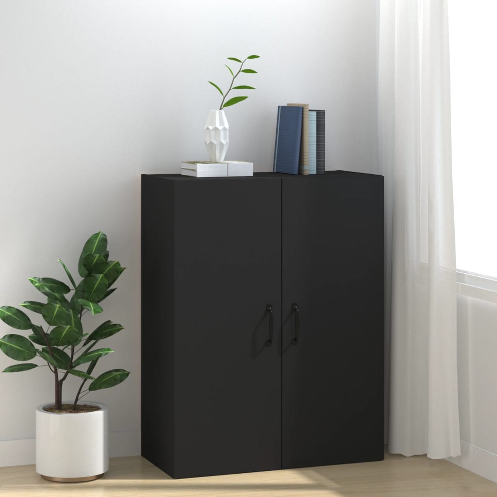 Wall Cabinet Black 69.5x34x90 cm Wood Material