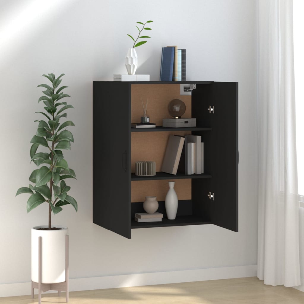 Wall Cabinet Black 69.5x34x90 cm Wood Material