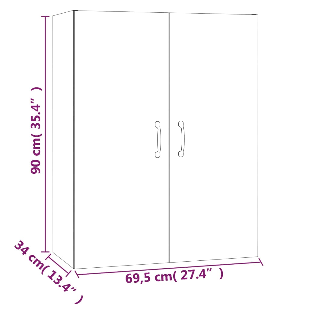 Wall Cabinet Concrete Grey 69.5x34x90 cm Wood Material