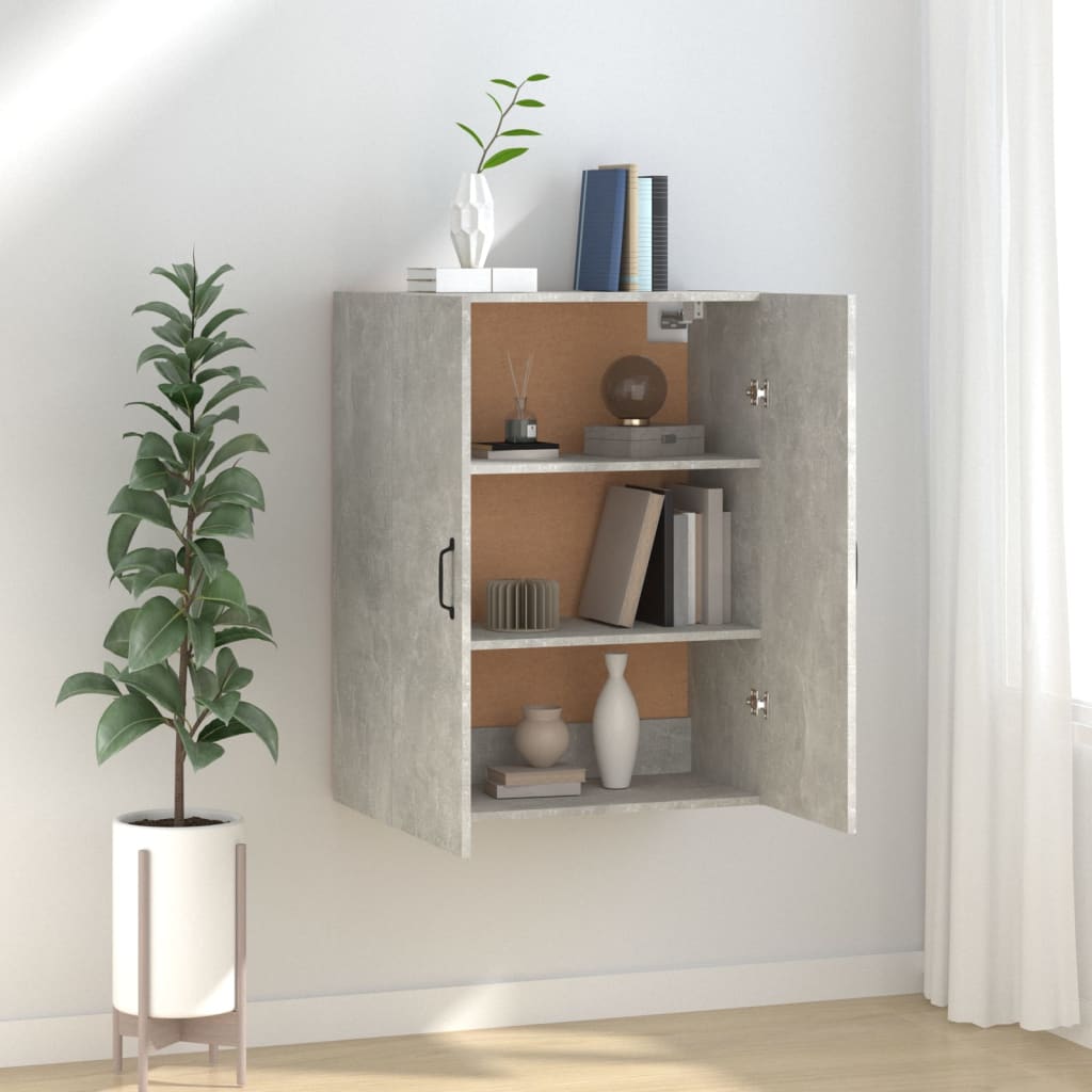 Wall Cabinet Concrete Grey 69.5x34x90 cm Wood Material