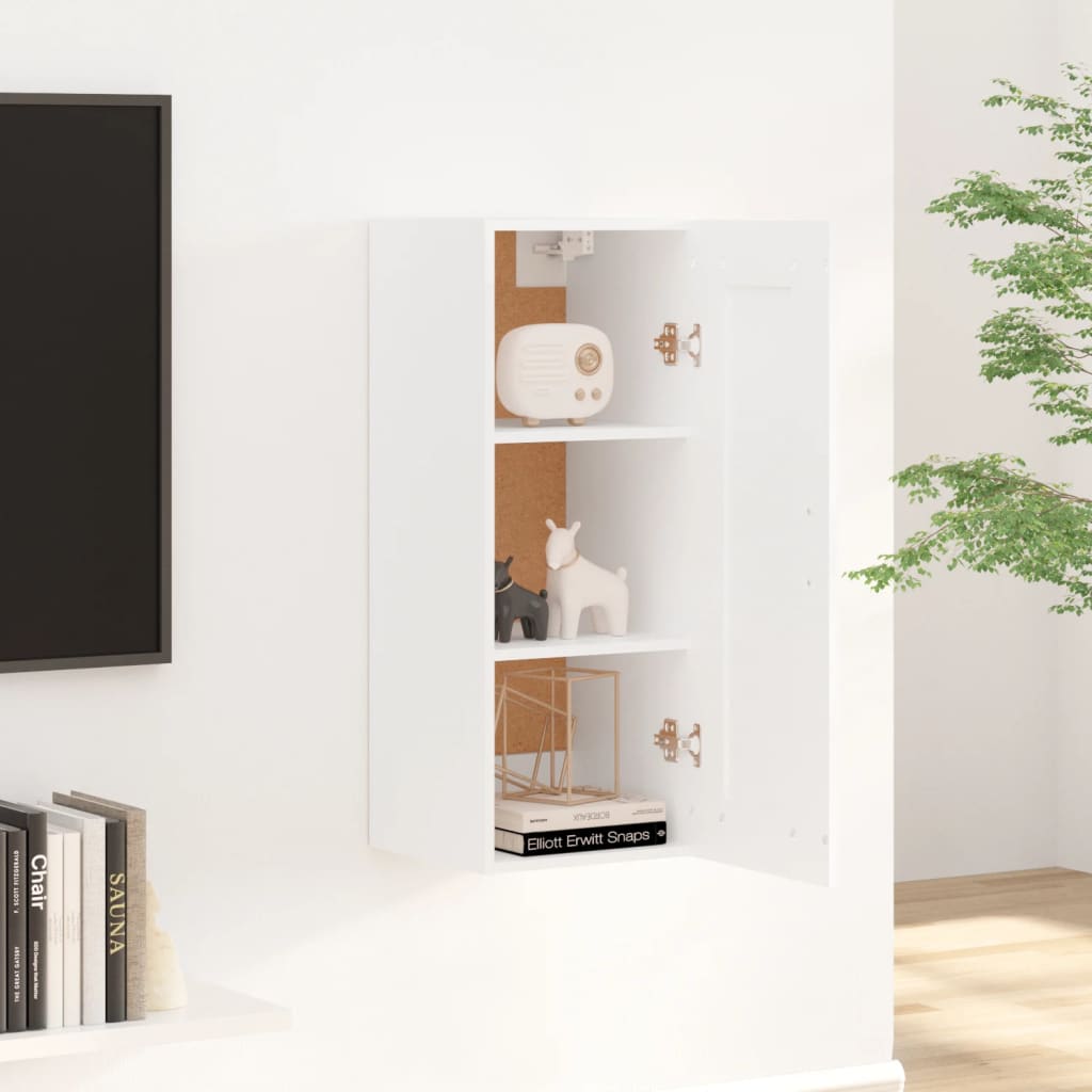 Wall Cabinet White 35x34x90 cm Wood Material