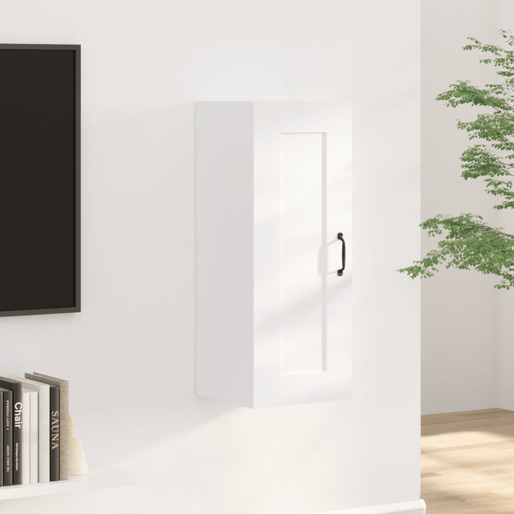 Wall Cabinet White 35x34x90 cm Wood Material