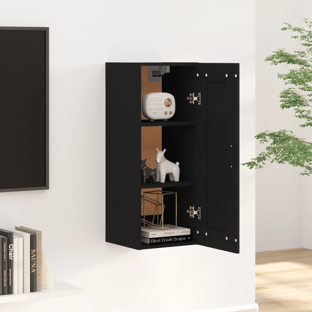 Wall Cabinet Black 35x34x90 cm Wood Material