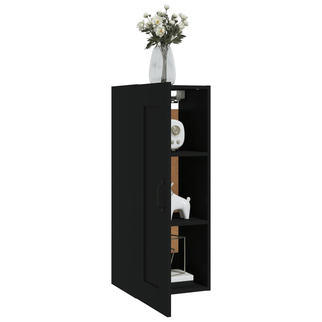 Wall Cabinet Black 35x34x90 cm Wood Material