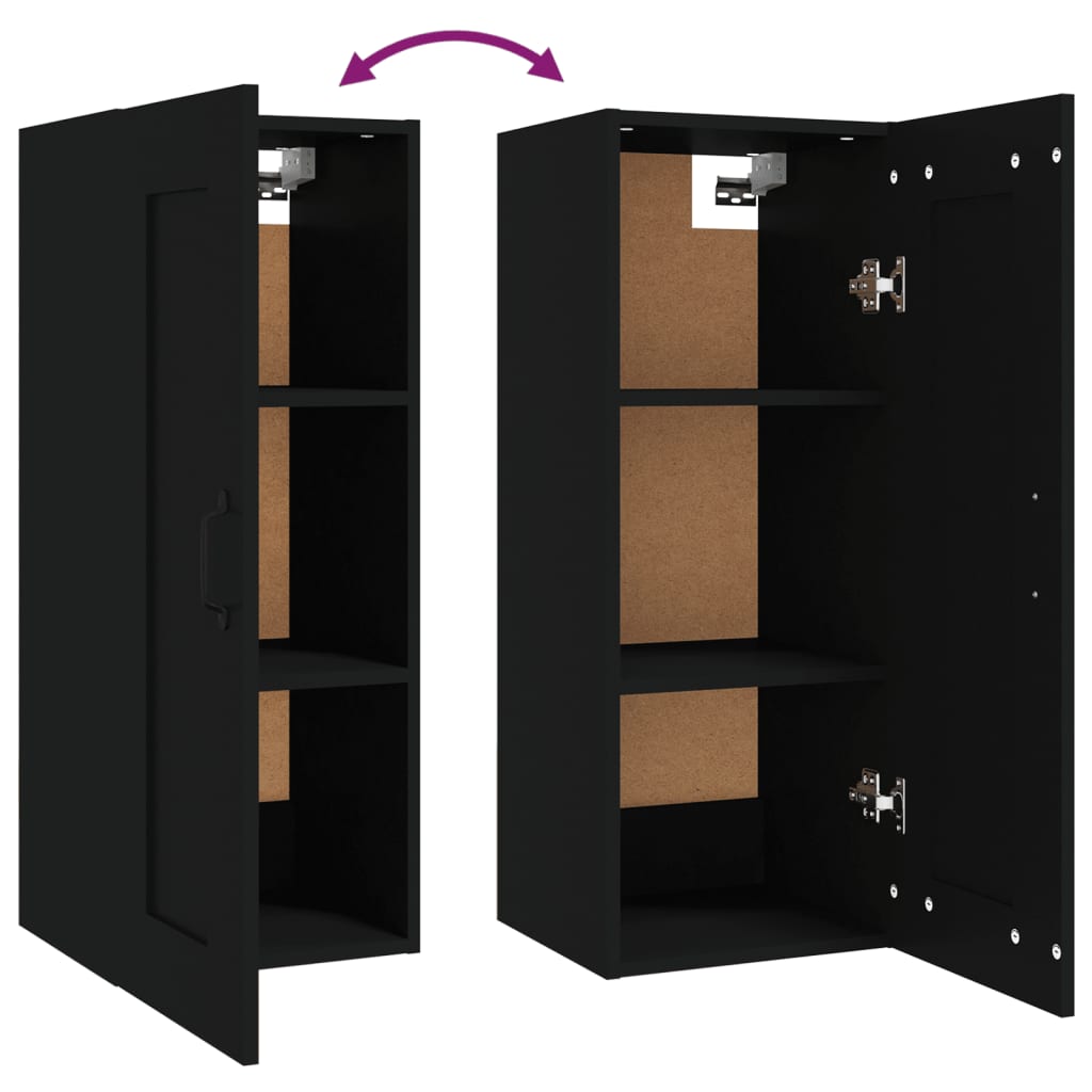 Wall Cabinet Black 35x34x90 cm Wood Material