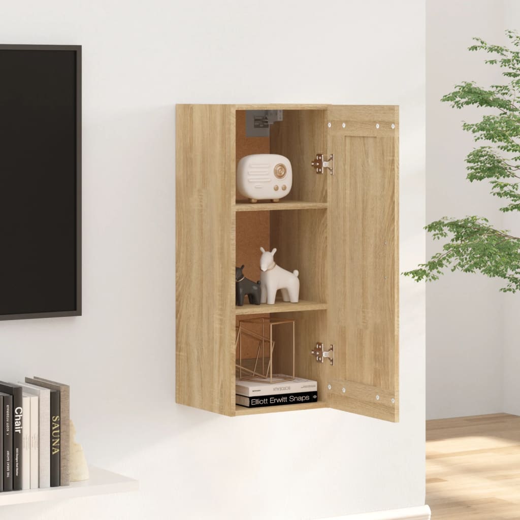 Wall Cabinet Sonoma Oak 35x34x90 cm Wood Material