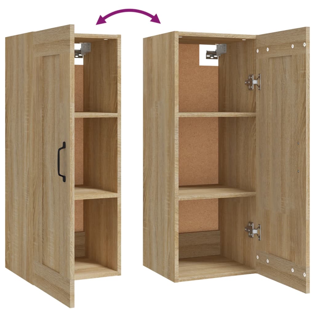 Wall Cabinet Sonoma Oak 35x34x90 cm Wood Material