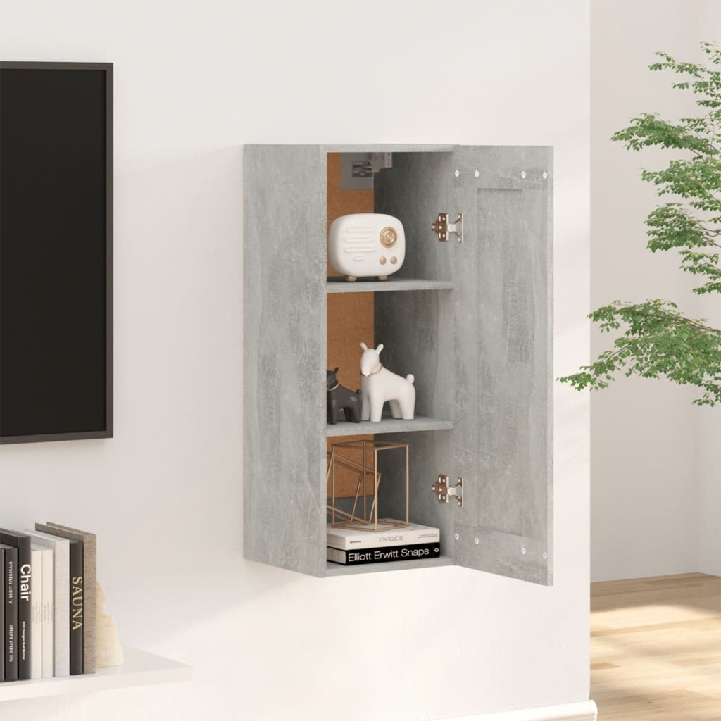 Wall Cabinet Concrete Grey 35x34x90 cm Wood Material