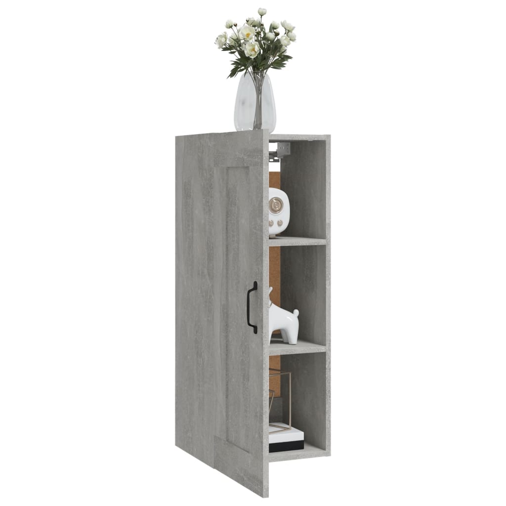 Wall Cabinet Concrete Grey 35x34x90 cm Wood Material