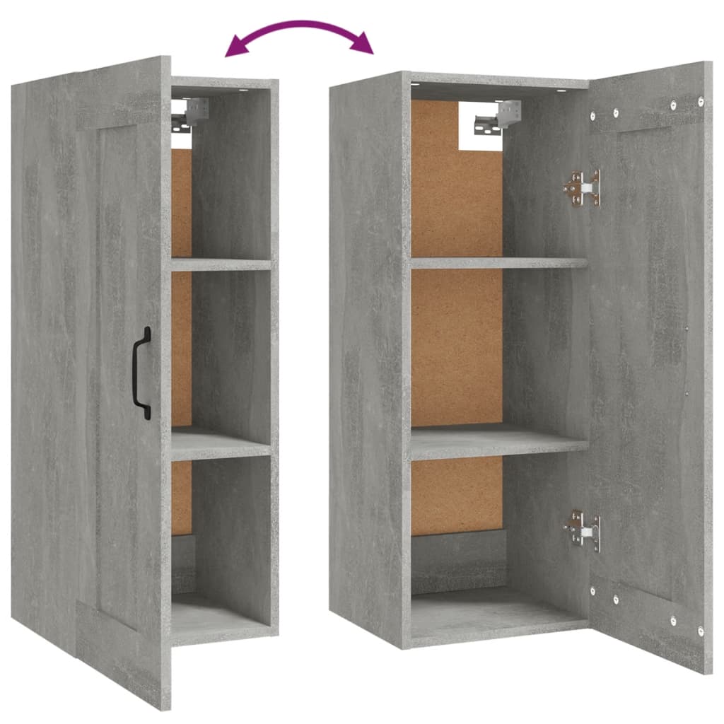 Wall Cabinet Concrete Grey 35x34x90 cm Wood Material