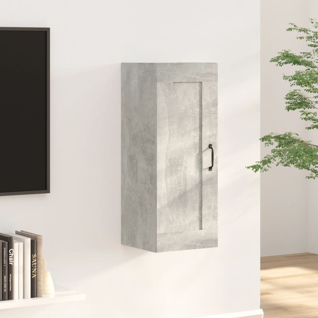 Wall Cabinet Concrete Grey 35x34x90 cm Wood Material