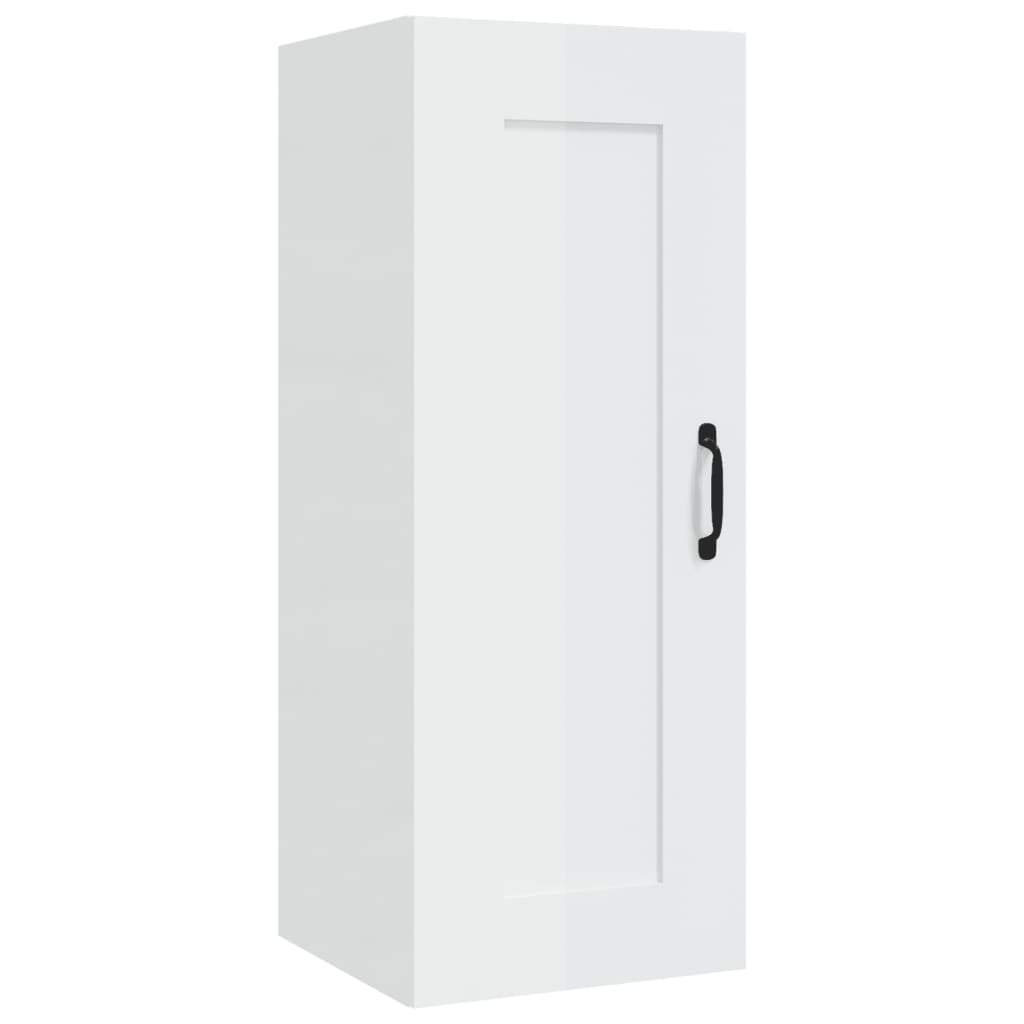 Wall Cabinet High Gloss White 35x34x90 cm Wood Material