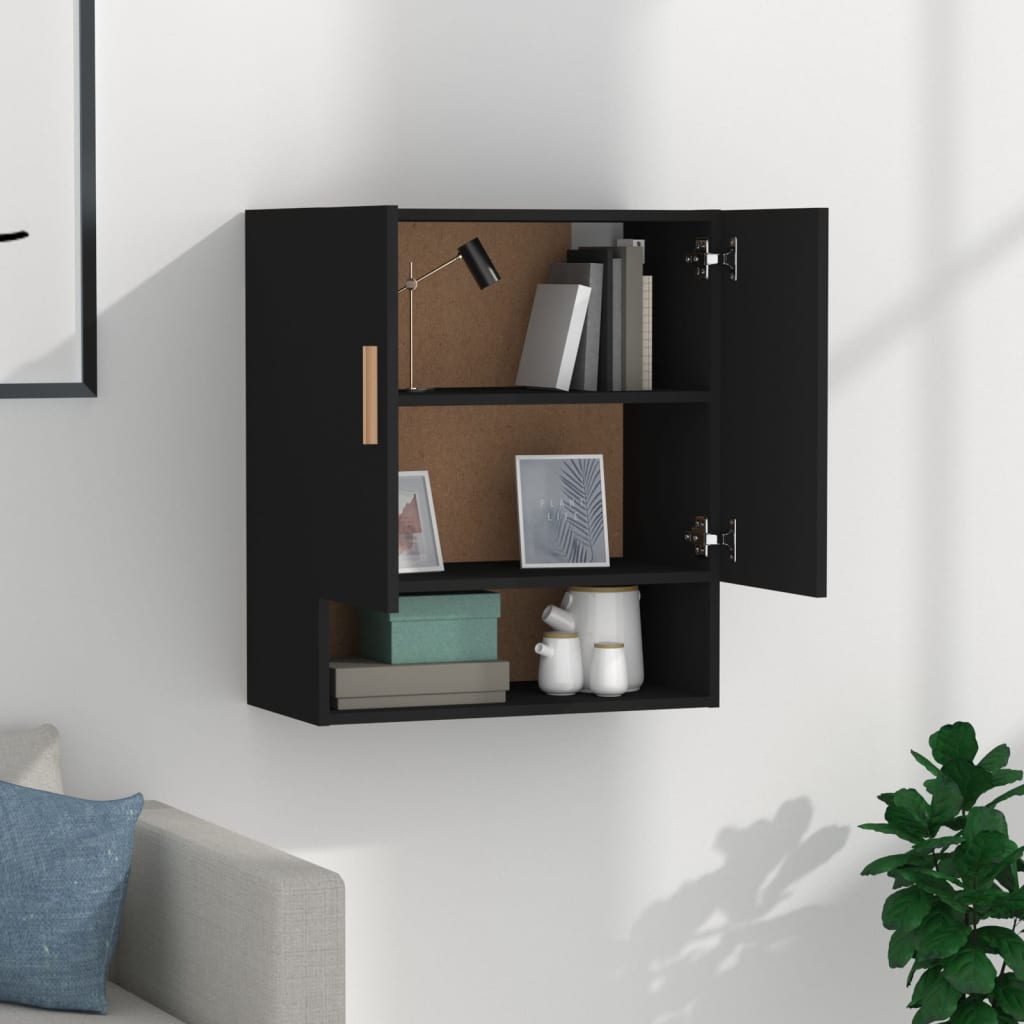 Wall Cabinet Black 60x31x70 cm Wood Material