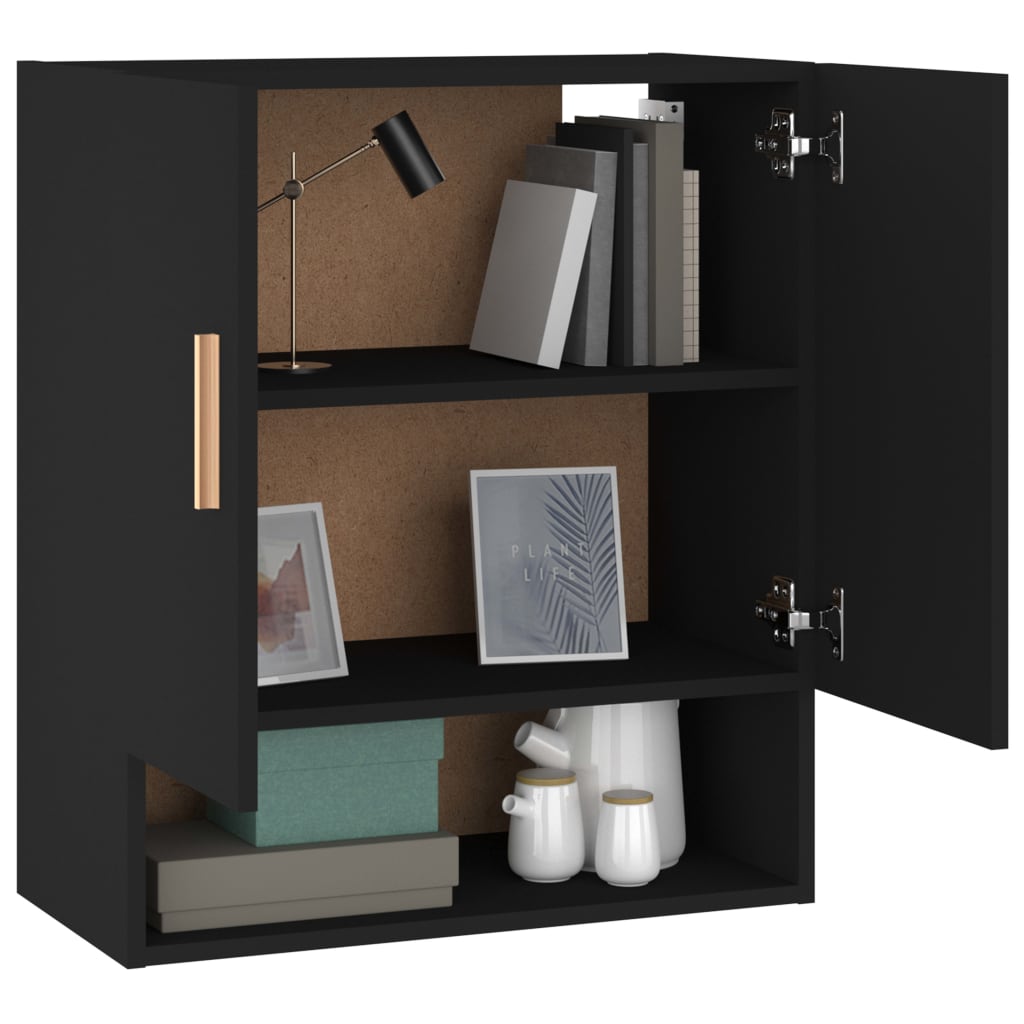 Wall Cabinet Black 60x31x70 cm Wood Material