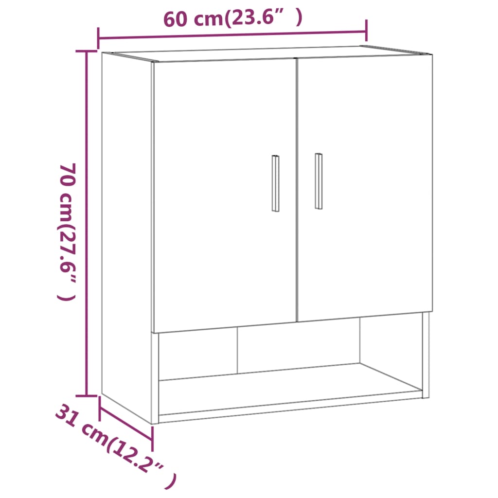 Wall Cabinet Black 60x31x70 cm Wood Material