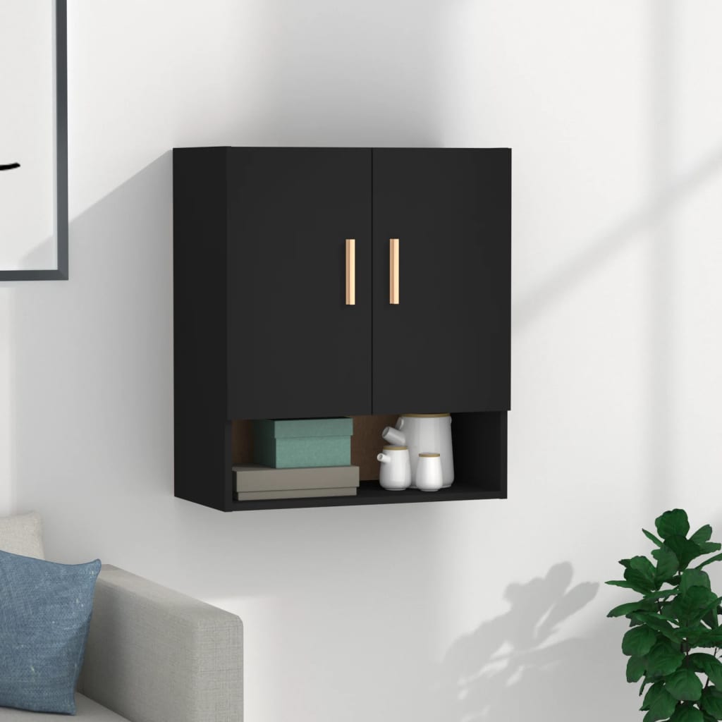 Wall Cabinet Black 60x31x70 cm Wood Material