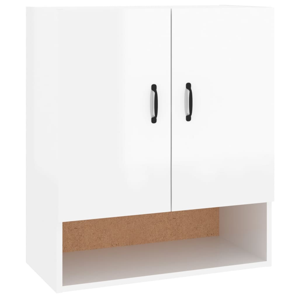 Wall Cabinet High Gloss White 60x31x70 cm Wood Material