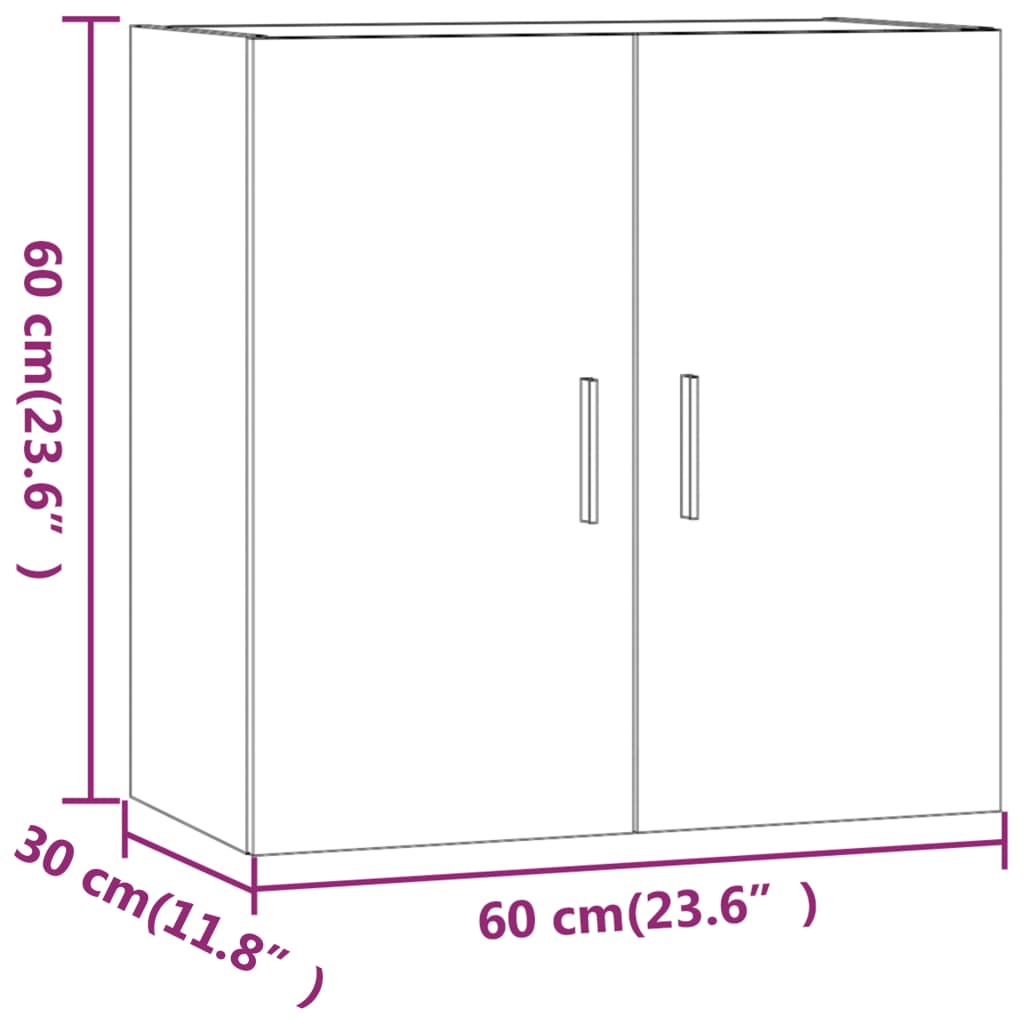 Wall Cabinet White 60x30x60 cm Wood Material